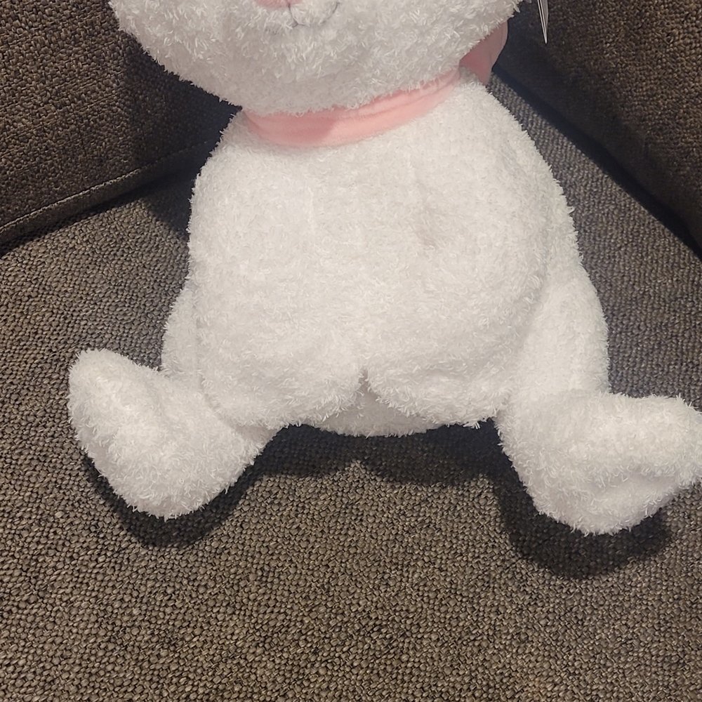Disney White Plush Stuffed Animal with Pink Neck Scarf